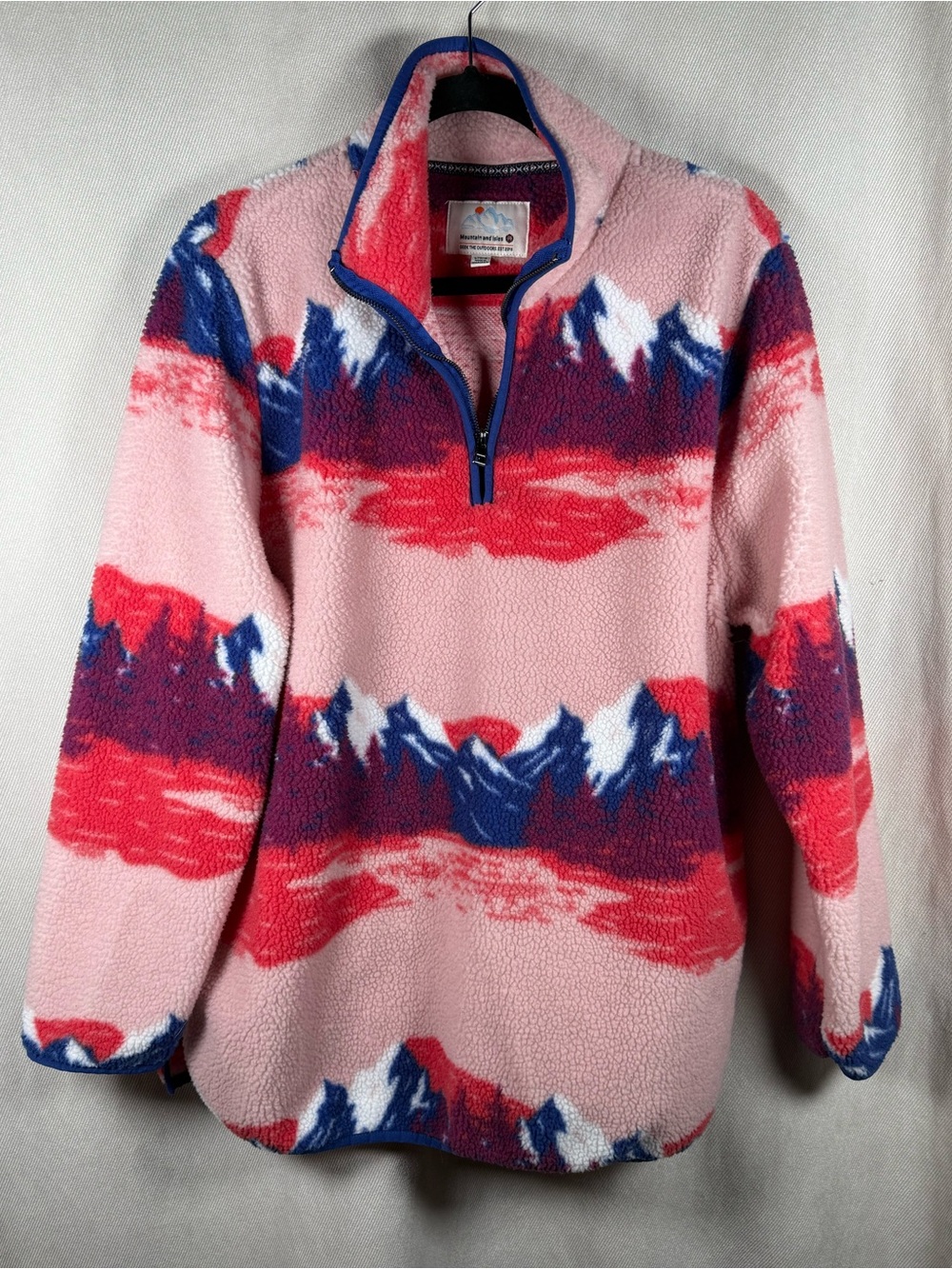 Mountan and Isles Sherpa Pullover Jacket/Sweater with Pockets - Large in Pink - Picture 2 of 8